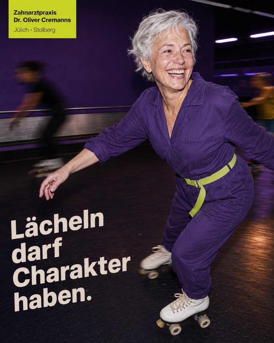 Kampagne Dr. Oliver Cremanns: „Lächeln darf Charakter haben.“