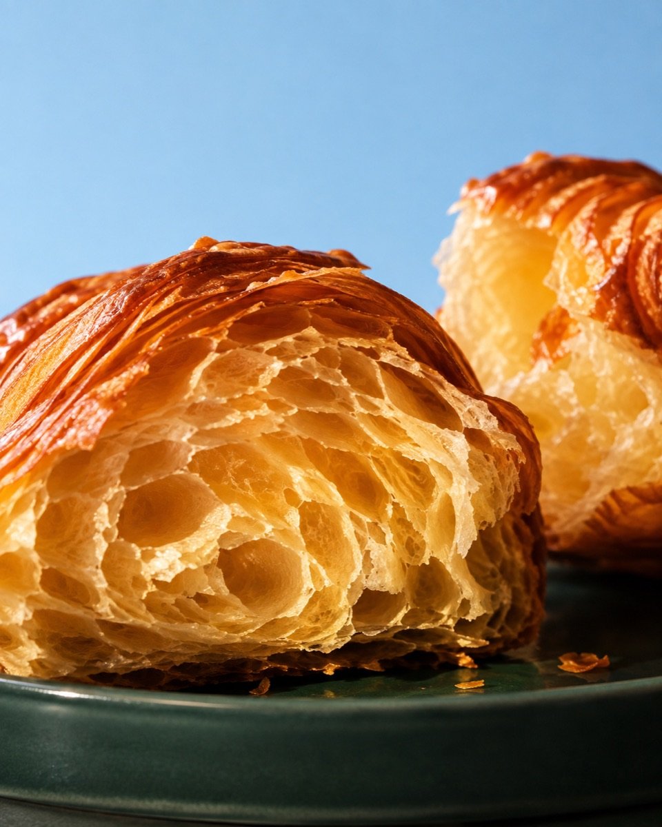 avao · Croissant im Querschnitt vor Blau